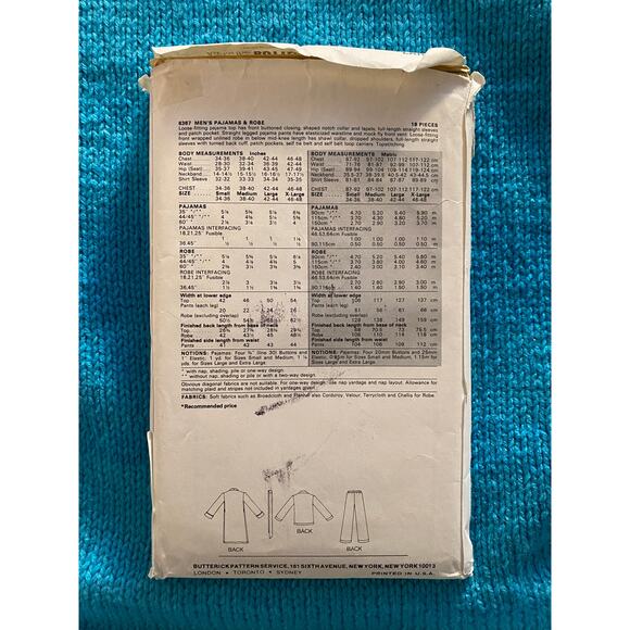Butterick Sewing pattern 6367 pajamas robe sz L - Picture 6 of 6